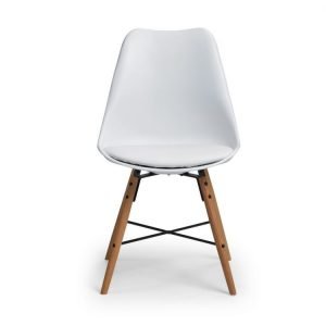 Kari Dining Chair White Seat Oak Legs front