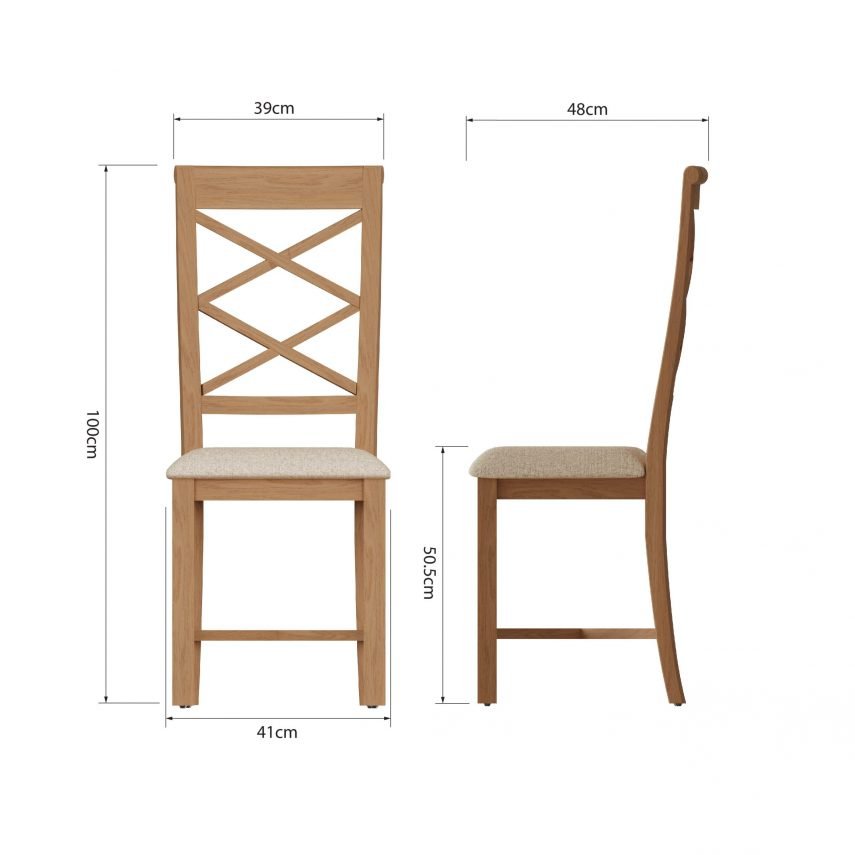 Katarina Oak Double Cross Back Chair dims scaled