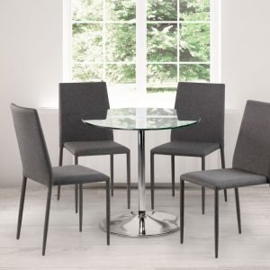 Kudos Chrome Glass Pedestal Table set