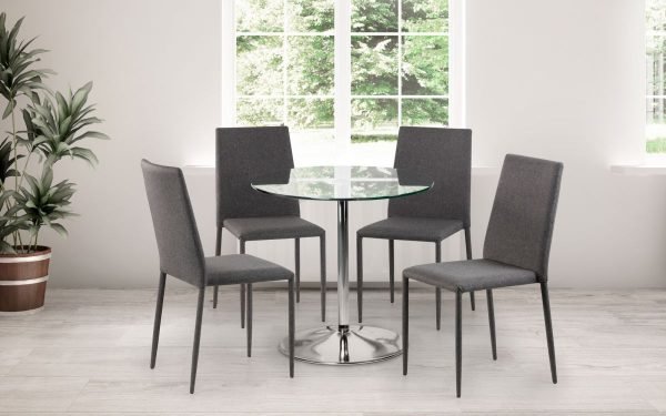 Kudos Chrome Glass Pedestal Table set