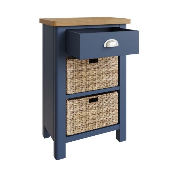 Leighton Oak 1 Drawer 2 Basket Unit Drawer Open