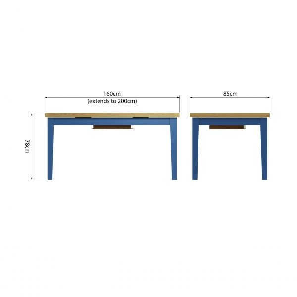 Leighton Oak 1.6M Extending Table Dimensions scaled