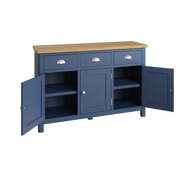 Leighton Oak 3 Door Sideboard Doors open