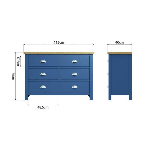 Leighton Oak 6 Drawer Chest Dimensions scaled