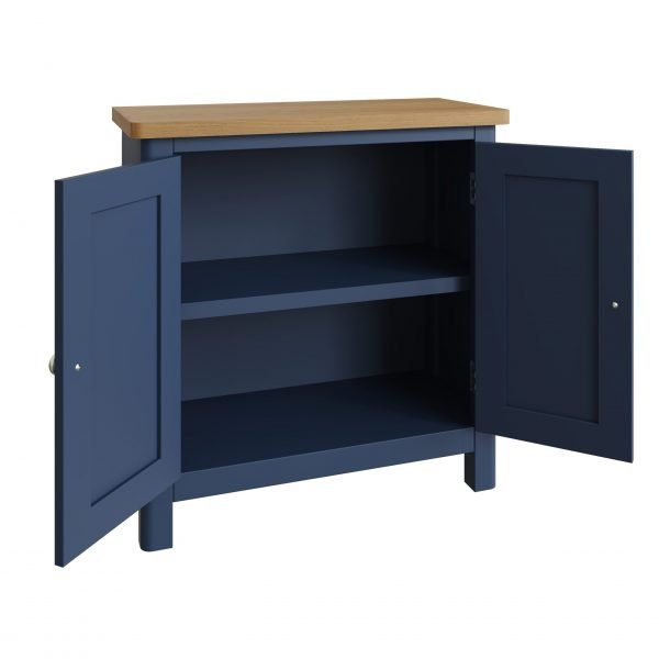 Leighton Oak Small Sideboard Open scaled