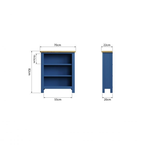 Leighton Oak Small Wide Bookcase Dimensions scaled