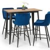 Luxe Velvet Bar Stool Blue set