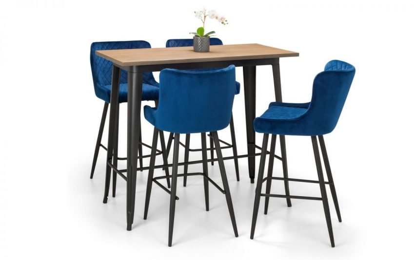 Luxe Velvet Bar Stool Blue set