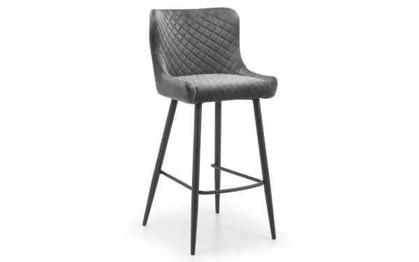 Luxe Velvet Bar Stool Grey side