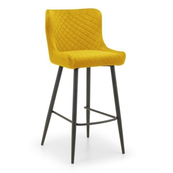 Luxe Velvet Bar Stool Mustard