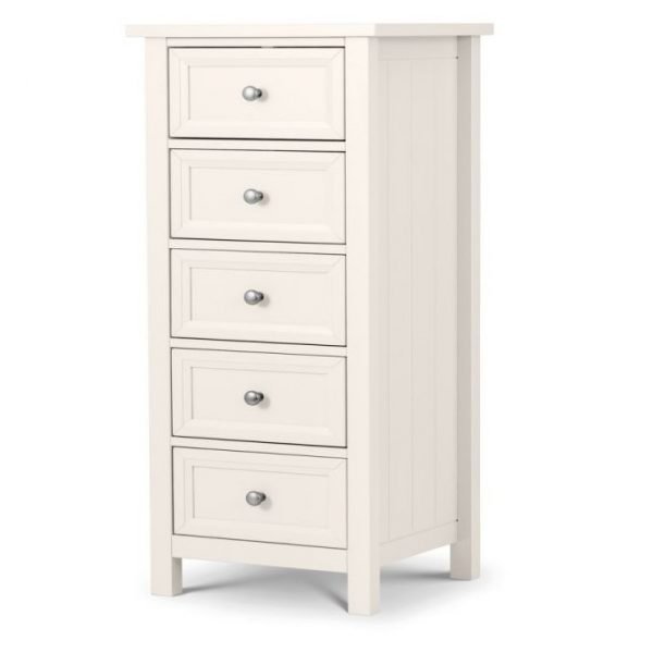 Maine 5 Drawer Tall Chest Surf White