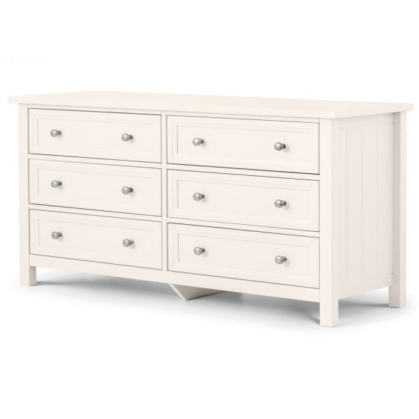 Maine 6 Drawer Wide Chest Surf White