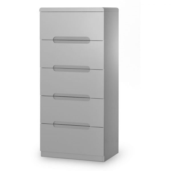 Manhattan 5 Drawer Narrow Chest Grey