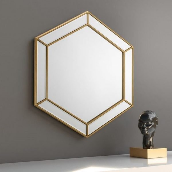 Melody Hexagonal Gold Wall Mirror Room