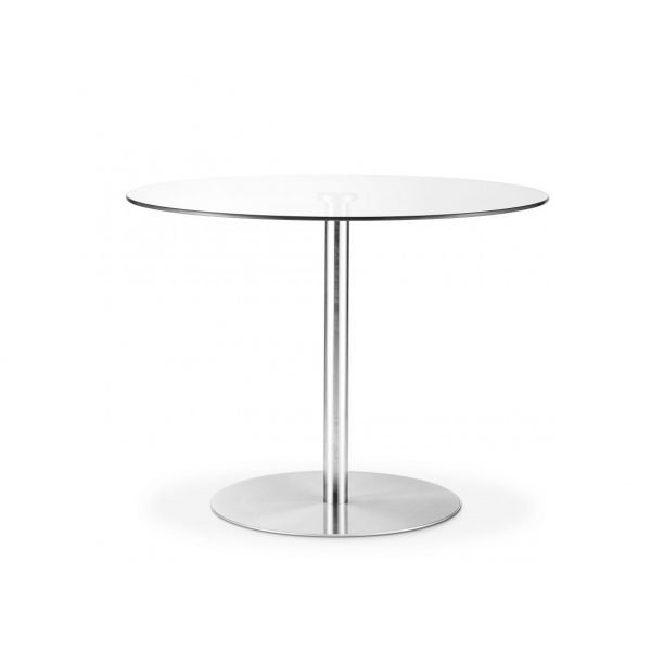 Milan Round Glass Brushed Steel Pedestal Table