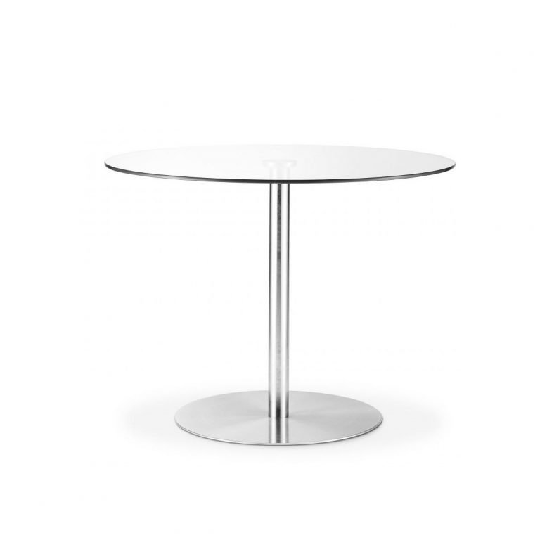 Milan Round Glass Brushed Steel Pedestal Table