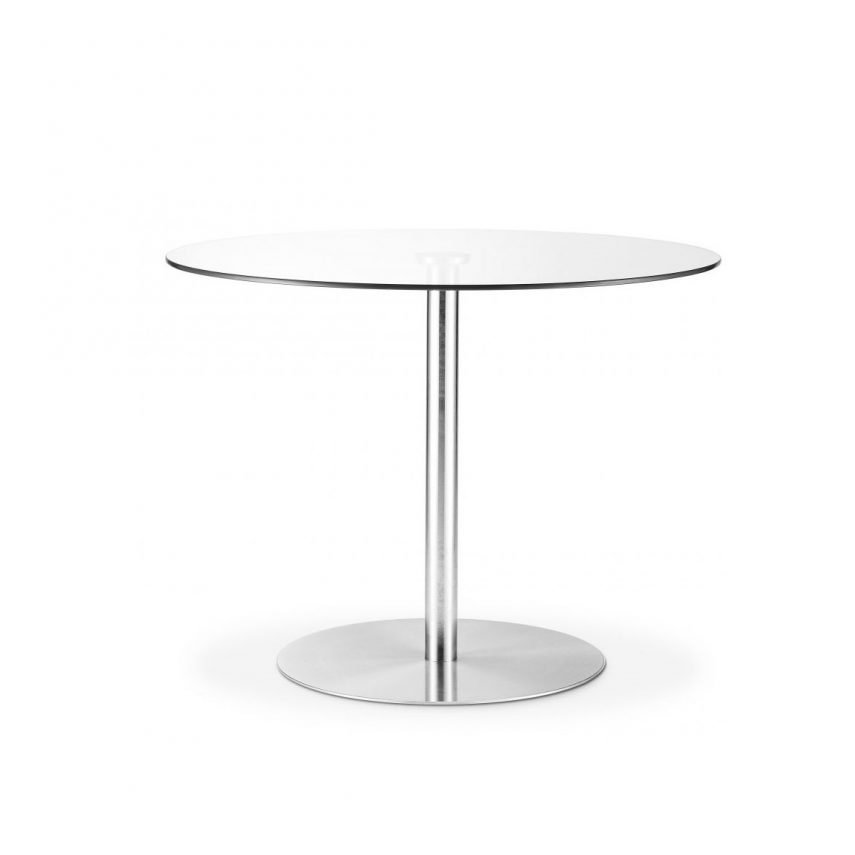 Milan Round Glass Brushed Steel Pedestal Table