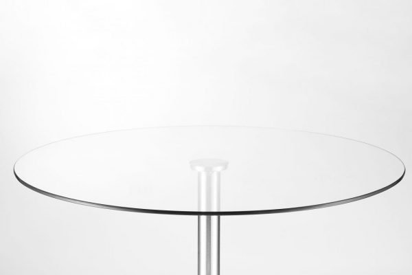Milan Round Glass Brushed Steel Pedestal Table Only Oak Furniture