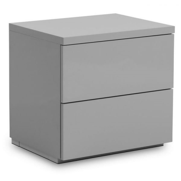 Monaco 2 Drawer Bedside Grey Gloss