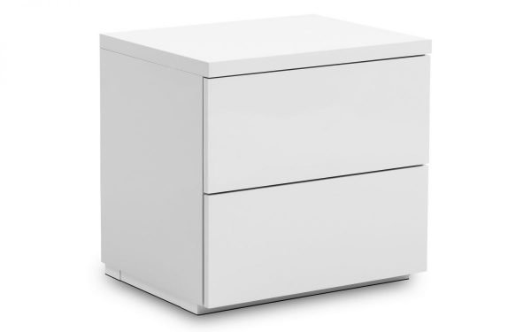 Monaco 2 Drawer Bedside White Gloss