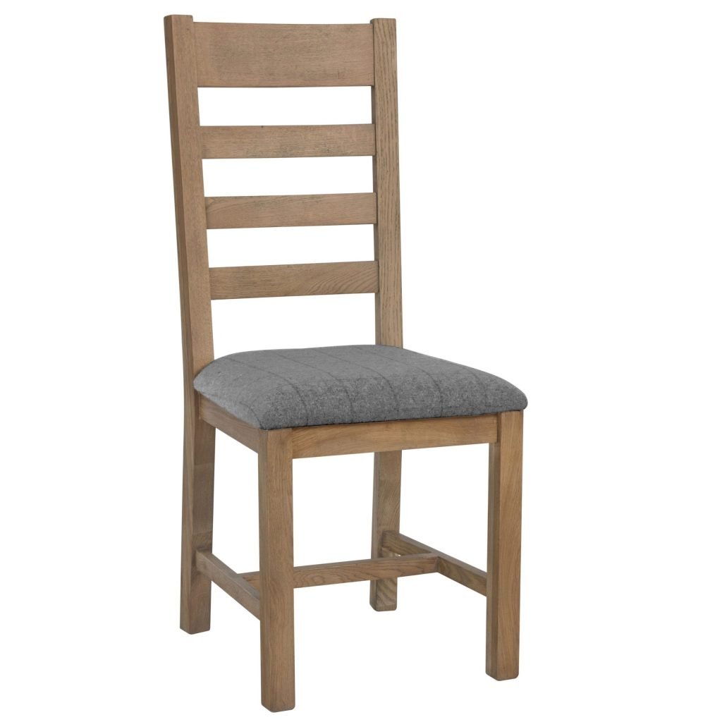 Ryedale Oak Slatted Dining Chair Grey Check Only Oak Furniture