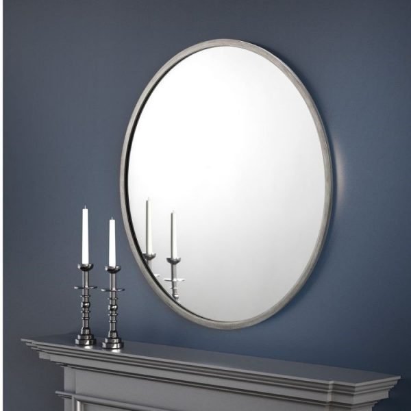 Octave Round Pewter Wall Mirror Room