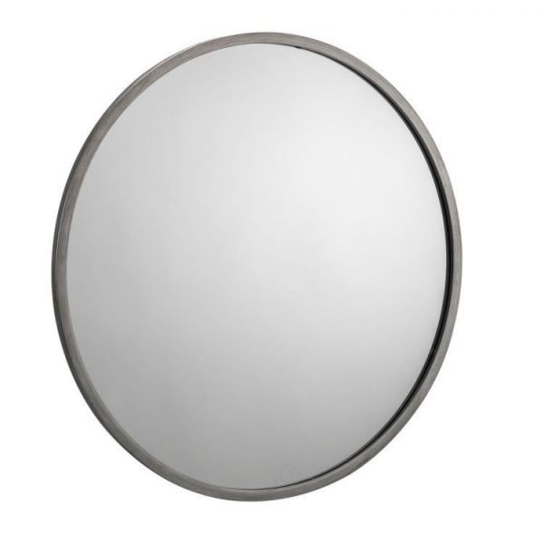 Octave Round Pewter Wall Mirror White