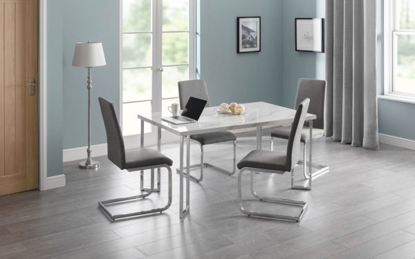 Positano Marble Chrome Dining Table room