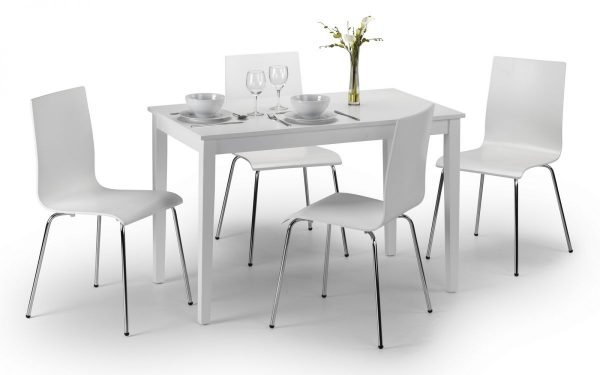 Taku Dining Table Satin White set