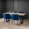 berwick dining table 4 luxe blue chairs roomset