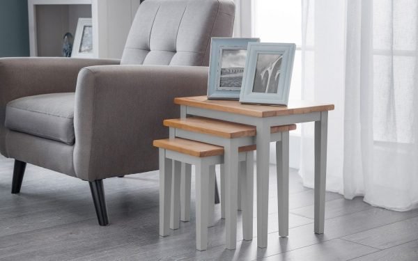 cleo nest of tables grey oak roomset