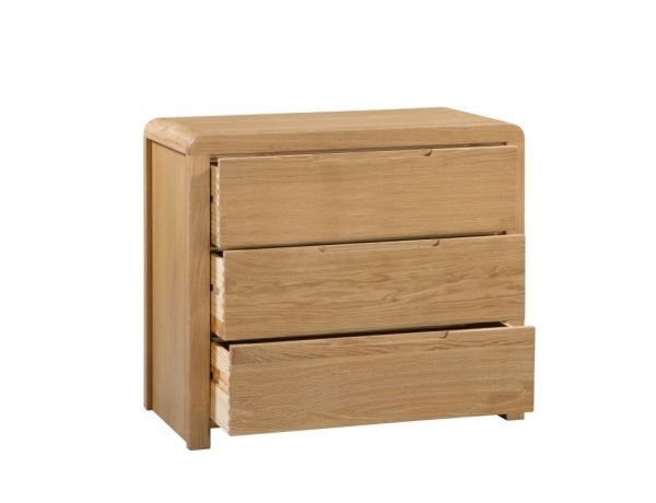 curve 3 drawer chest open