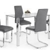 enzo dining table 4 calabria cantilever velvet grey chairs