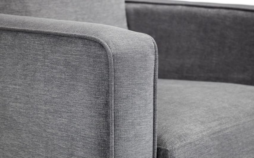 hayward dark grey chenille chair arm detail