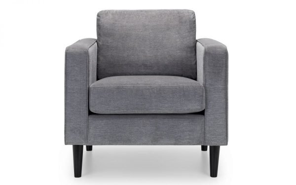 hayward dark grey chenille chair front angle