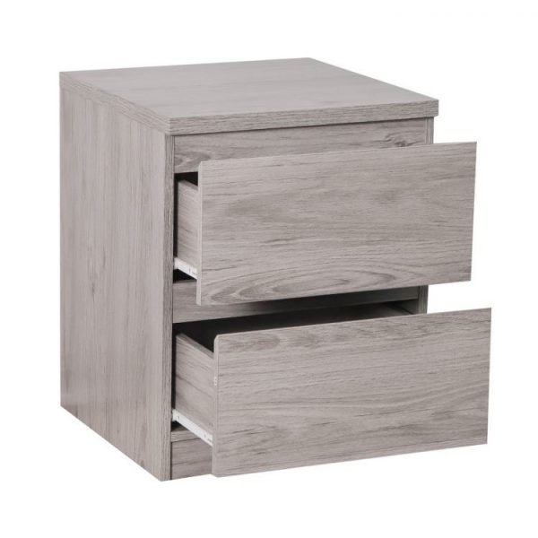 jupiter 2 drawer bedside grey oak open
