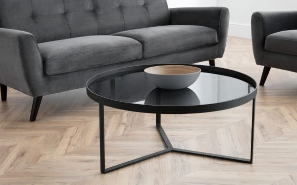 loft smoked glasss coffee table roomset