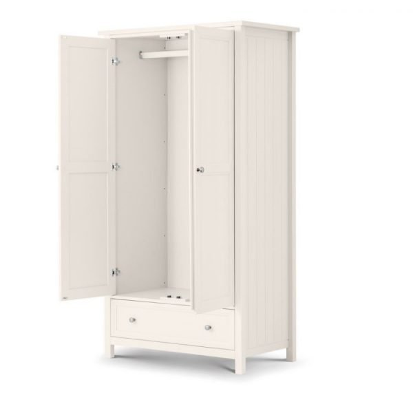 maine white 2 door wardrobe open