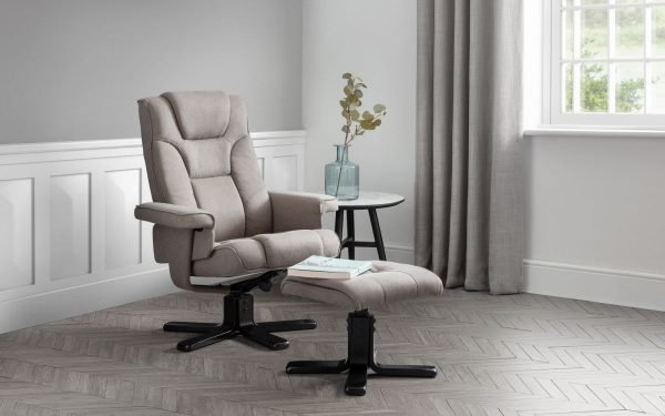 malmo grey recliner stool roomset