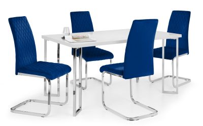 manhattan table 4 blue calabria cantilever chairs