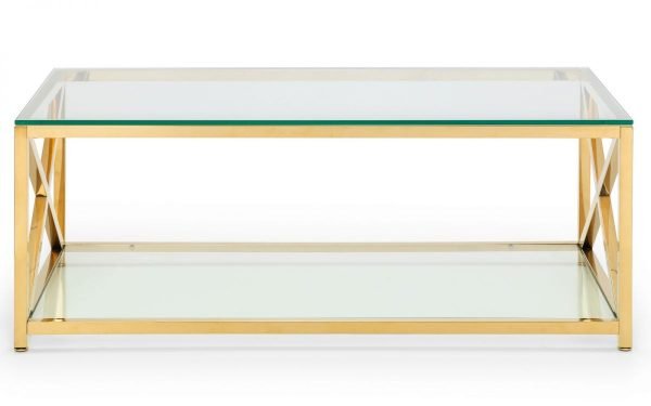 miami gold coffee table front angle