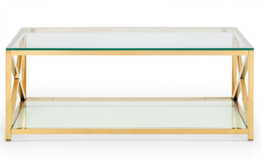 miami gold coffee table front angle