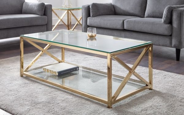 miami gold coffee table roomset