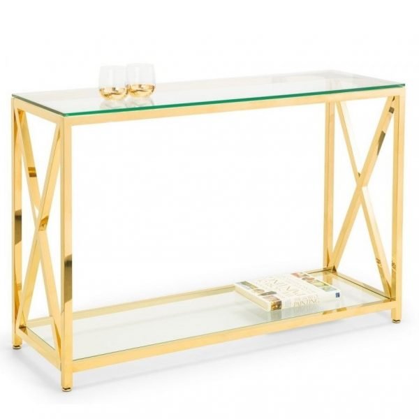 miami gold console table