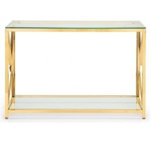 miami gold console table front angle