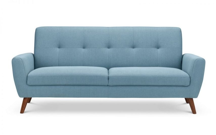 monza blue 3 seater sofa front