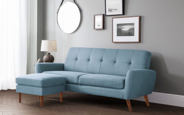 monza blue ottoman 3 seater sofa roomset