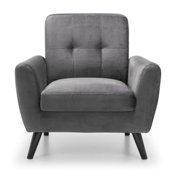 monza grey velvet chair front