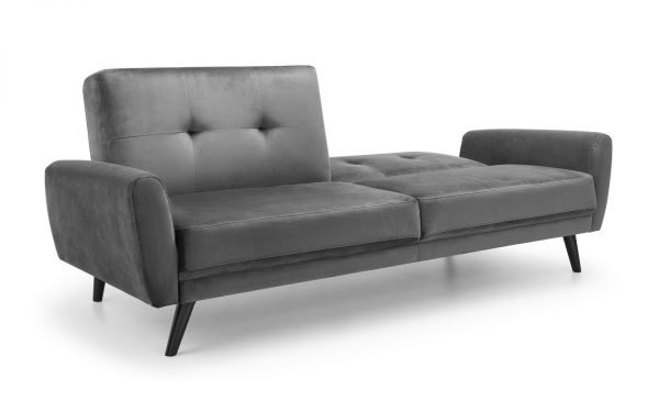 monza grey velvet sofabed half open