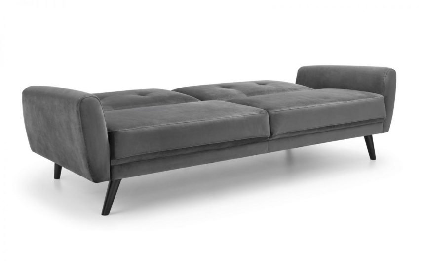 monza grey velvet sofabed open